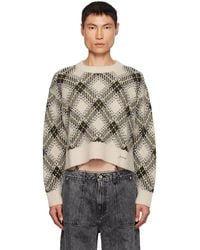 Ganni - Beige Argyle Sweater - Lyst