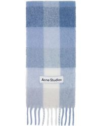 Acne Studios - Écharpe Bleu Et Blanc En Mohair À Carreaux - Lyst