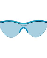 Balenciaga - Lunettes de soleil de type visière bleues - Lyst