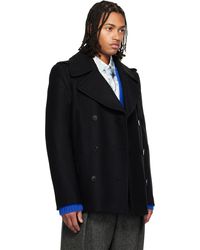 メンズ Dries Van Noten クロップド ダッフルコート ブラック | Lyst