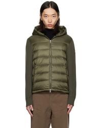 Moncler - Khaki Padded Wool Zip-Up Down Hoodie - Lyst
