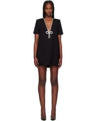 Area - Crystal Bow V-Neck T-Shirt Minidress - Lyst
