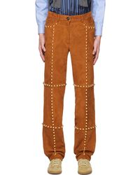 MERYLL ROGGE - Pantalon brun en cuir à clous - Lyst