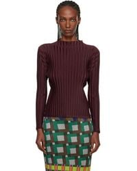 Pleats Please Issey Miyake - Burgundy Rib Pleats January Top - Lyst