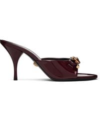 Versace - Burgundy Opera Bow Patent Mule Heeled Sandals - Lyst