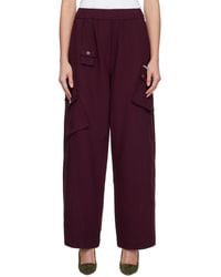 Ganni - Burgundy Future Twill Suiting Elasticated Trousers - Lyst