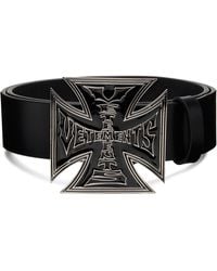 Vetements - Ceinture Motard Noire À Croix À Logos - Lyst
