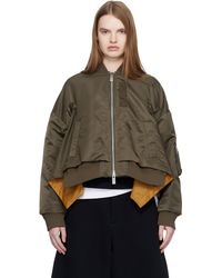 sacai/ナイロンツイルウールメルトンブルゾン/ボンバージャケット/サイズ1 sacai: ブラック Nylon Twill ボンバージャケット | SSENSE 日本