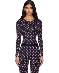 Marine Serre - T-Shirt À Manches Longues Noir En Jersey Recyclé À Logos De Lune - Lyst