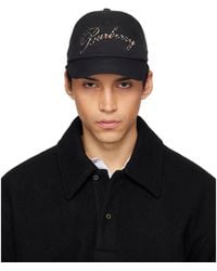 Burberry - Check Cursive Logo Gabardine Baseball Cap - Lyst