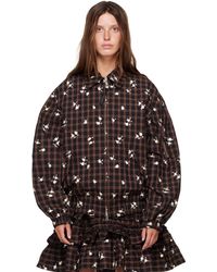 Ganni - Printed Check Bomber Jacket - Lyst