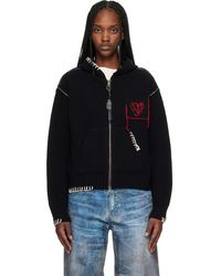 ANDERSSON BELL - Pull À Capuche Noir À Logo En Forme De Cœur Et À Glissière - Lyst