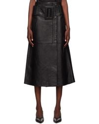 REMAIN Birger Christensen - Bonded Leather Midi Skirt - Lyst