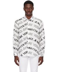 Versace - Chemise blanc et noir à motif à logo modifié - Lyst