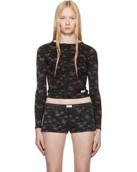 Alexander Wang - T-Shirt À Manches Longues Noir À Col Ras Du Cou - Lyst