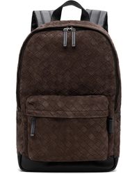 Bottega Veneta - Sac À Dos Brun Et Noir En Cuir Tissé Façon Intrecciato - Lyst