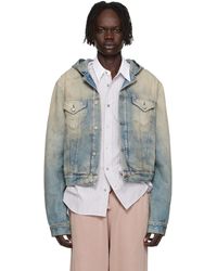 Acne Studios - Blouson Bleu En Denim À Capuche - Lyst