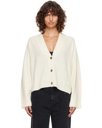 Loulou de Saison - Cardigan Kaia Blanc Cassé En Tricot Côtelé À Col En Y - Lyst
