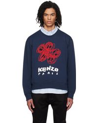 KENZO - Navy Paris Drawn Varsity Sweatshirt - Lyst