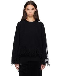 Y-3 - Knitted 3-Stripes Fringy Sweater - Lyst