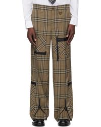 Burberry - ブラウン チェック シルクブレンド カーゴパンツ - Lyst