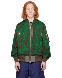 Sacai - ブラウン&ーン フローラル ボンバージャケット - Lyst