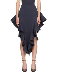 Alaïa - Ribbed Ruffle Midi Skirt - Lyst