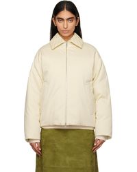 Bottega Veneta - Blouson Matelassé Blanc Cassé En Sergé De Coton Rembourré En Duvet - Lyst