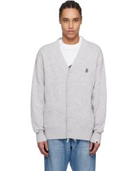 A Bathing Ape - Cardigan Gris À Motif Camouflage En Jacquard Et À Plaque À Logo - Lyst
