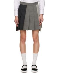 Thom Browne - Grey Pleated Miniskirt - Lyst