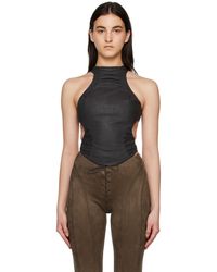 MISBHV - Ruched Faux-leather Tank Top - Lyst