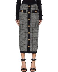 Balmain - Buttoned Knit Light Tweed Maxi Skirt - Lyst