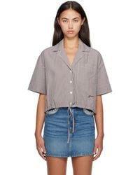 Ganni - Check Cotton Cropped Bowling Shirt - Lyst