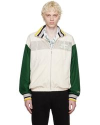 Lacoste - Off-white & Green Printed Bomber Jacket - Lyst