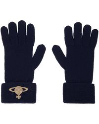 Vivienne Westwood - Navy Embroidered Orb Gloves - Lyst