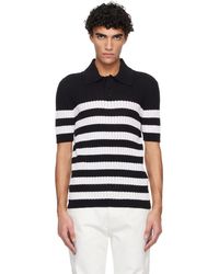 Balmain - Marinière Ribbed Cotton Knit Polo - Lyst
