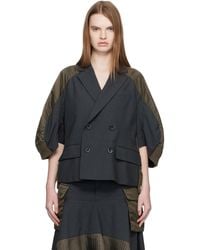 Sacai - Khaki Suiting Nylon Twill Blazer - Lyst