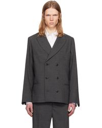Random Identities - Houndstooth Wool Blend Double Breasted Blazer - Lyst