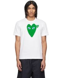 COMME DES GARÇONS PLAY - Comme Des Garçons Play White & Green Large Double Heart T-shirt - Lyst