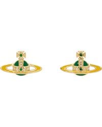 Vivienne Westwood - Petites Boucles D'Oreilles Neo Doré Et Vert À Orbe En Bas-Relief - Lyst