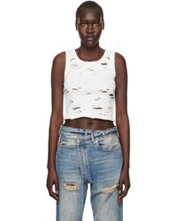 R13 - White Distressed Tank Top - Lyst