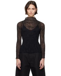 Issey Miyake - Chiffon Twist Bk/Wt-56 Turtleneck - Lyst