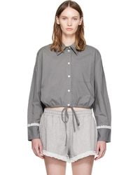 Ganni - Stretch Cotton Cropped Bowling Shirt - Lyst