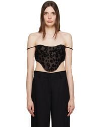 YUHAN WANG - ブラック フローラル コルセット - Lyst