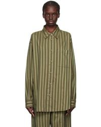 Lemaire - Green & White Relaxed Shirt - Lyst