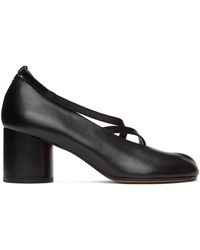 Maison Margiela Leather Black Exposed Toe Ankle Strap Tabi Sandals - Lyst