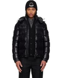 Moncler - Blouson Court Maya Noir Rembourré En Duvet À Capuche - Lyst