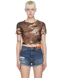 Heron Preston Logo-patch Camouflage Corset Top in Brown Womens Clothing Tops Sleeveless and tank tops 
