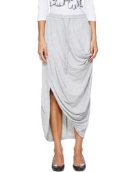 OPEN YY - Draped Cotton Midi Skirt - Lyst