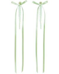 Simone Rocha - Green Bow Ribbon Drip Earrings - Lyst